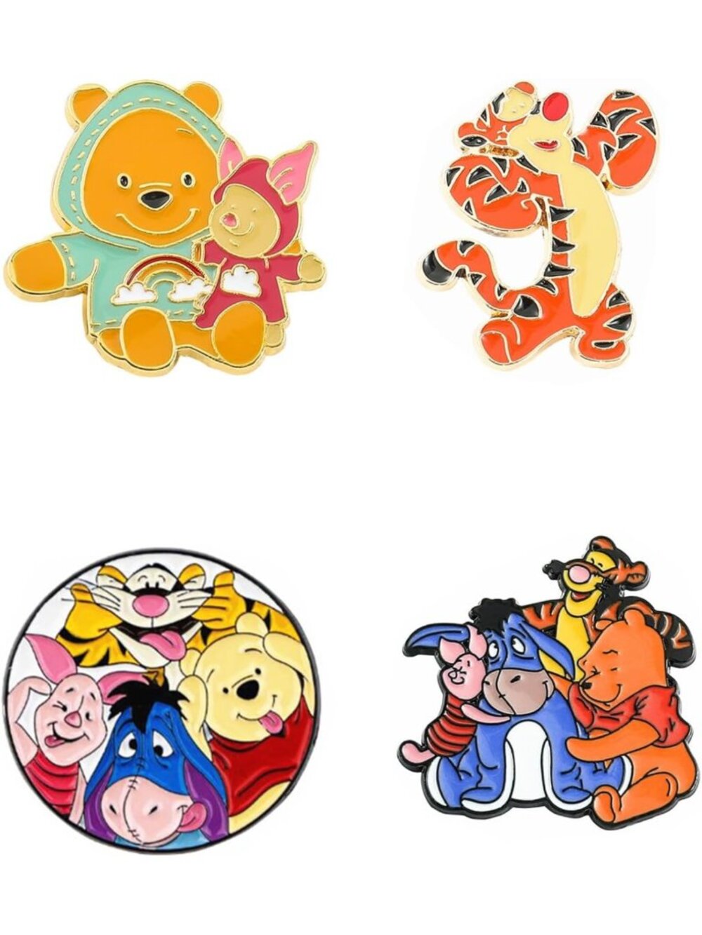 Cute Cartoon Pins Set - 4pcs Zinc Alloy Enamel Brooches for TV & Movie Lovers